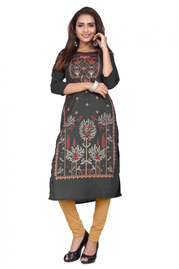 Crepe 5 Fancy Crepe Printed Kurti Catalogue